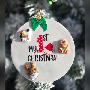 🎄 “My 1st Christmas” Handmade Wooden Ornament – Resin Coated 🎄